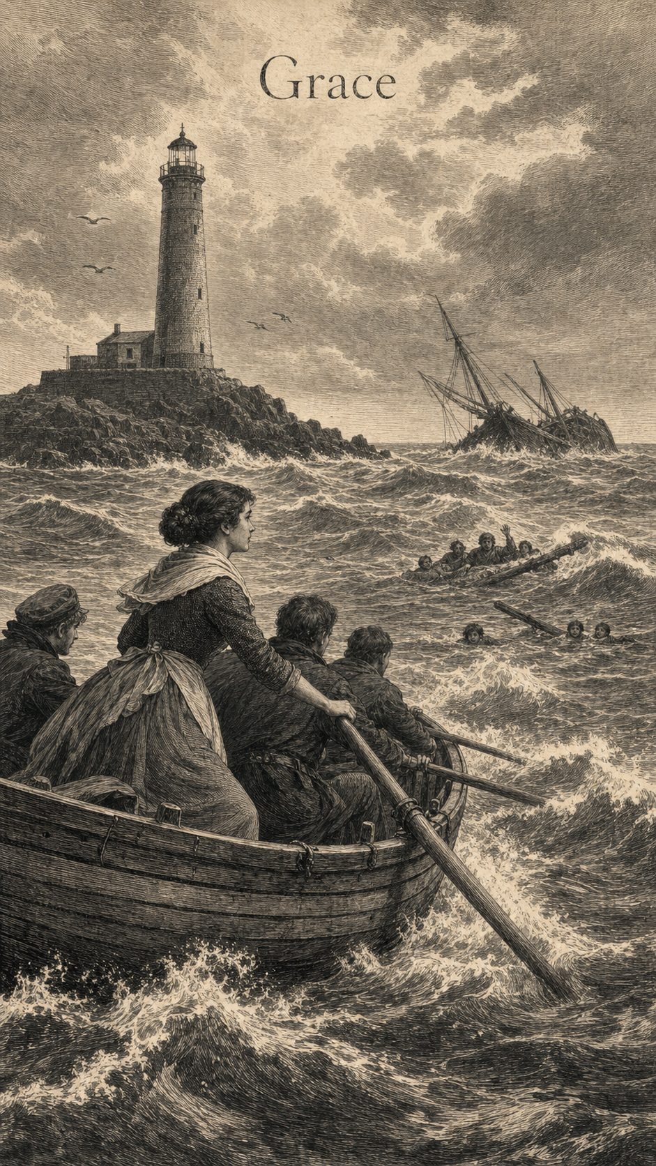 Illustration gravée du prénom Grace