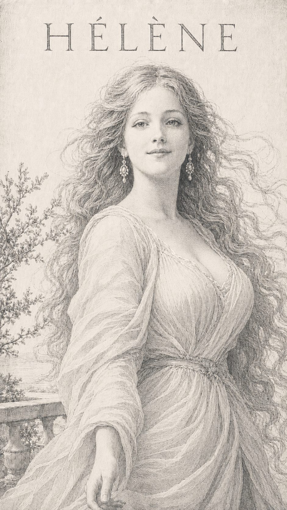 Illustration gravée du prénom Hélène