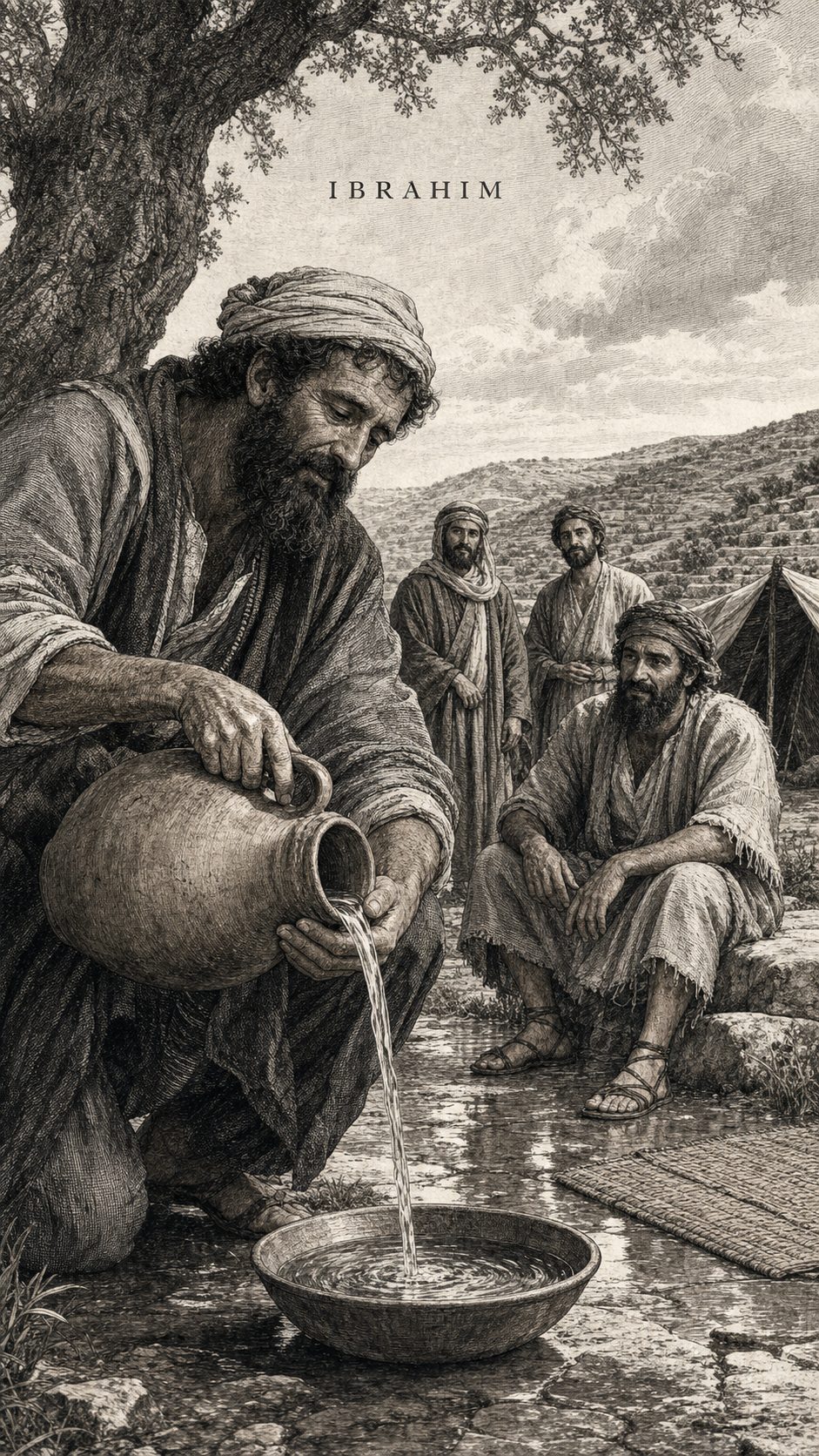 Illustration gravée du prénom Ibrahim