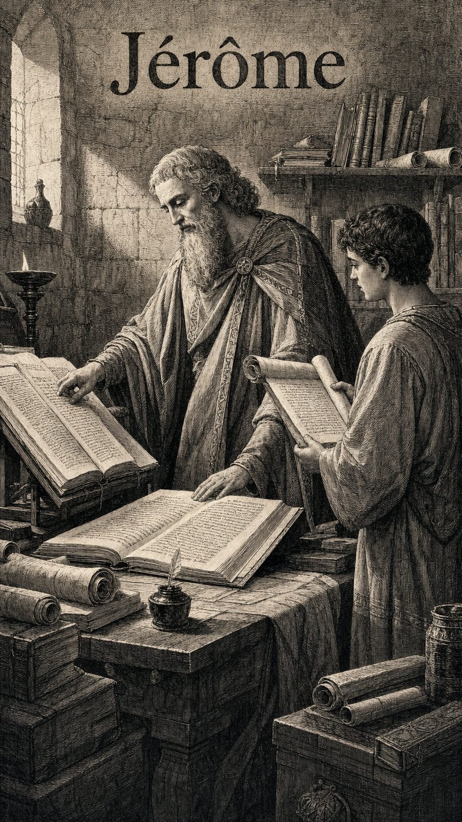 Illustration gravée du prénom Jérôme