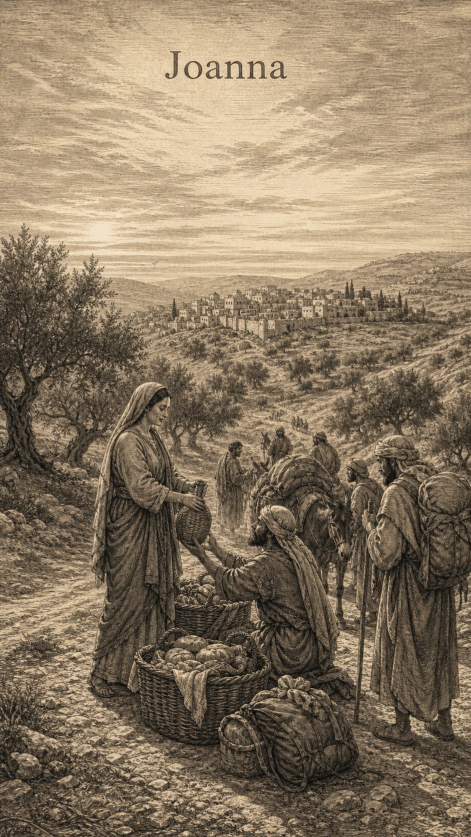 Illustration gravée du prénom Joanna