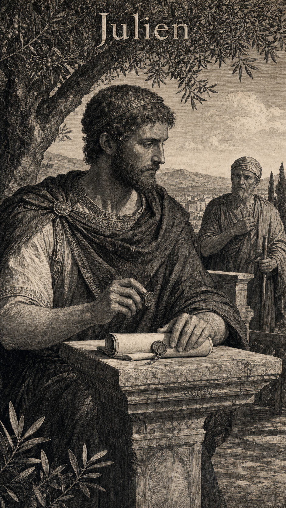 Illustration gravée du prénom Julien