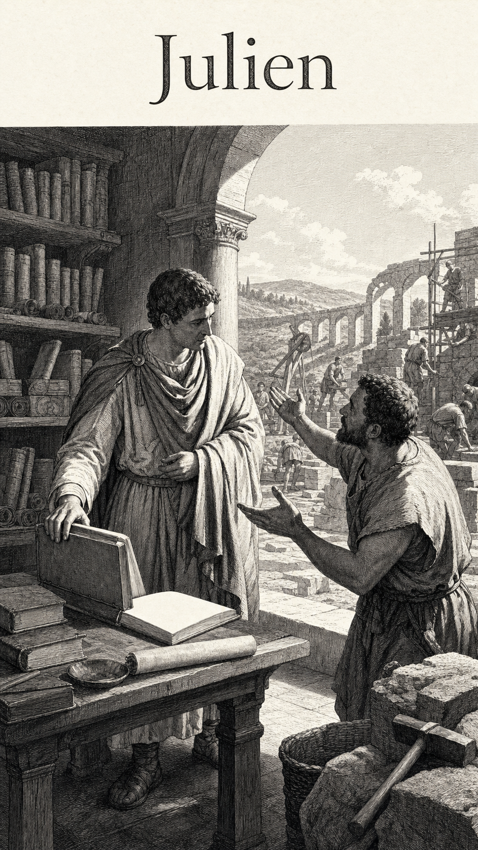 Illustration gravée du prénom Julien