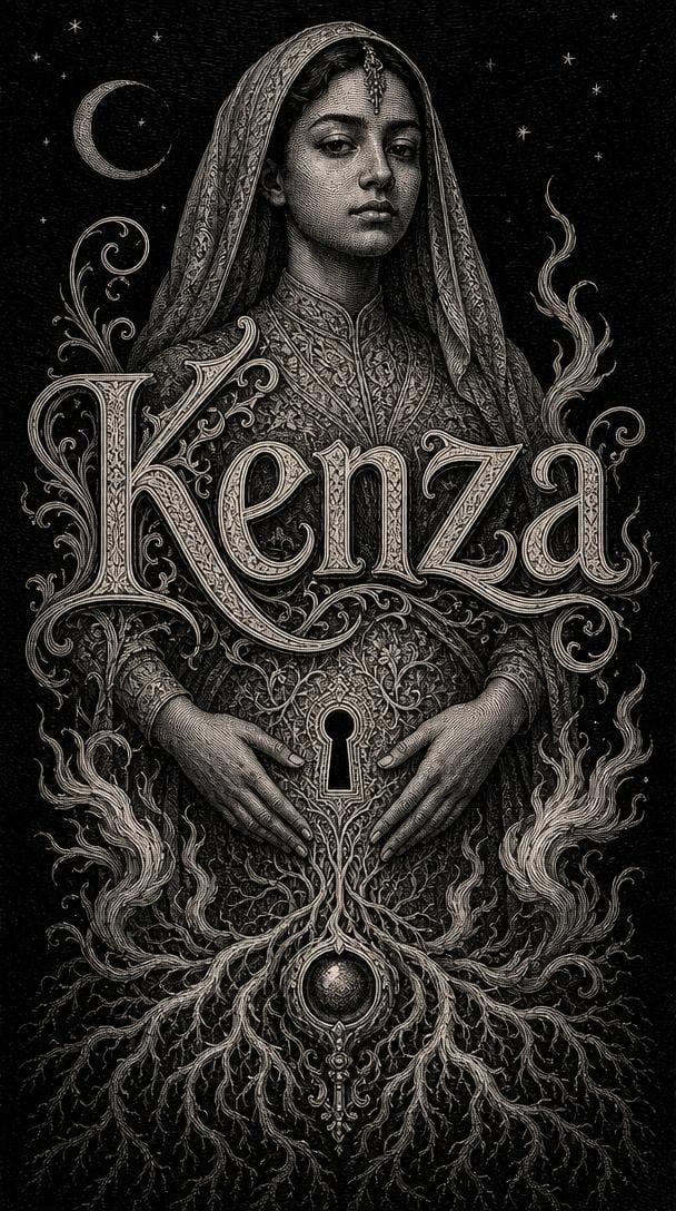 Illustration gravée du prénom Kenza
