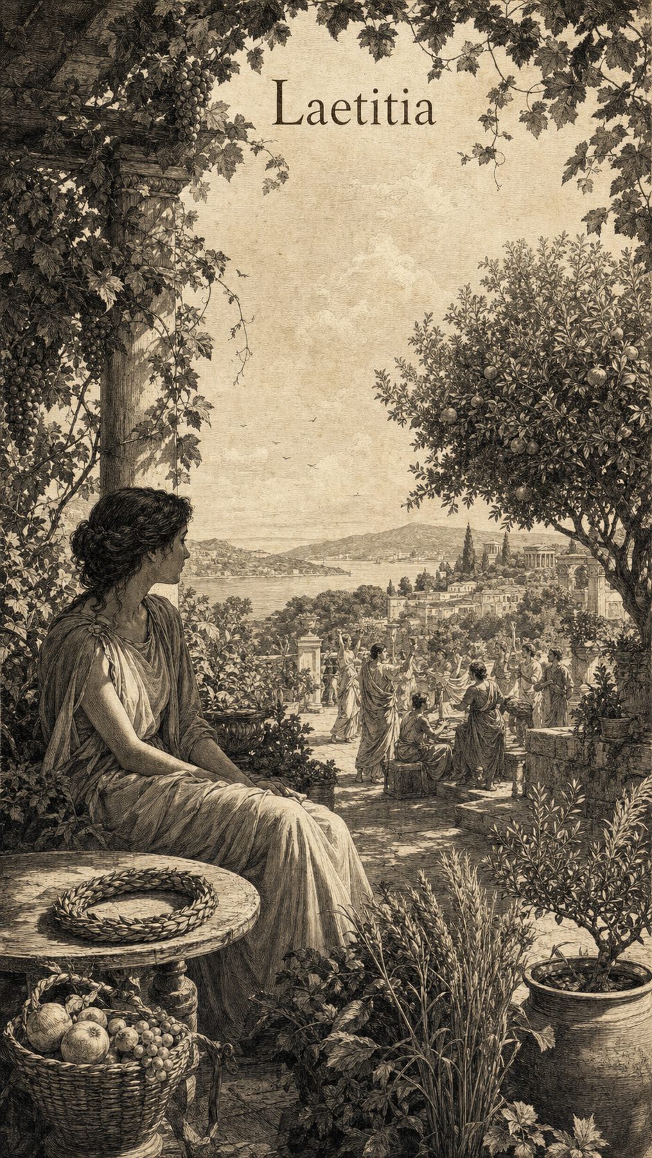 Illustration gravée du prénom Laetitia