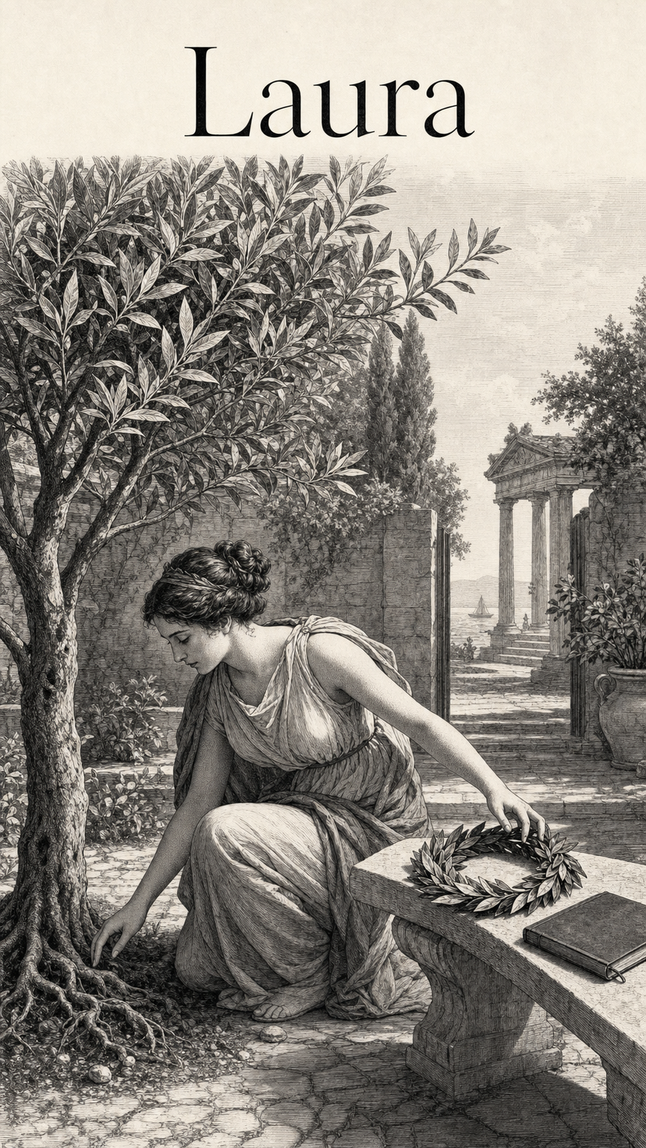 Illustration gravée du prénom Laura