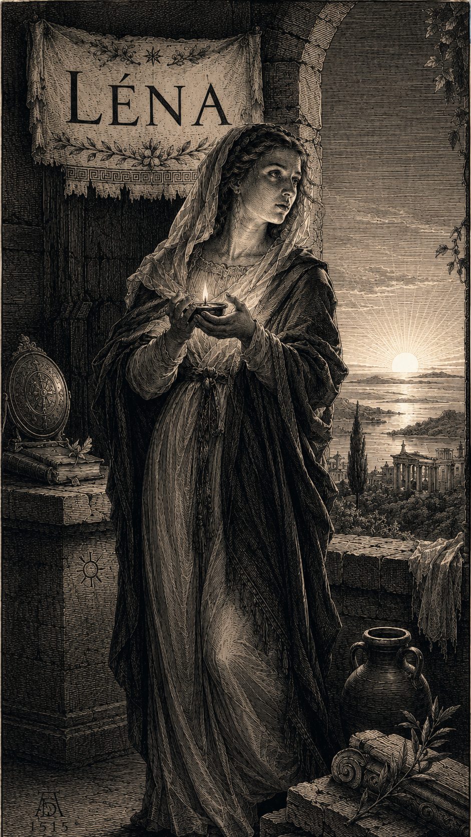 Illustration gravée du prénom Léna
