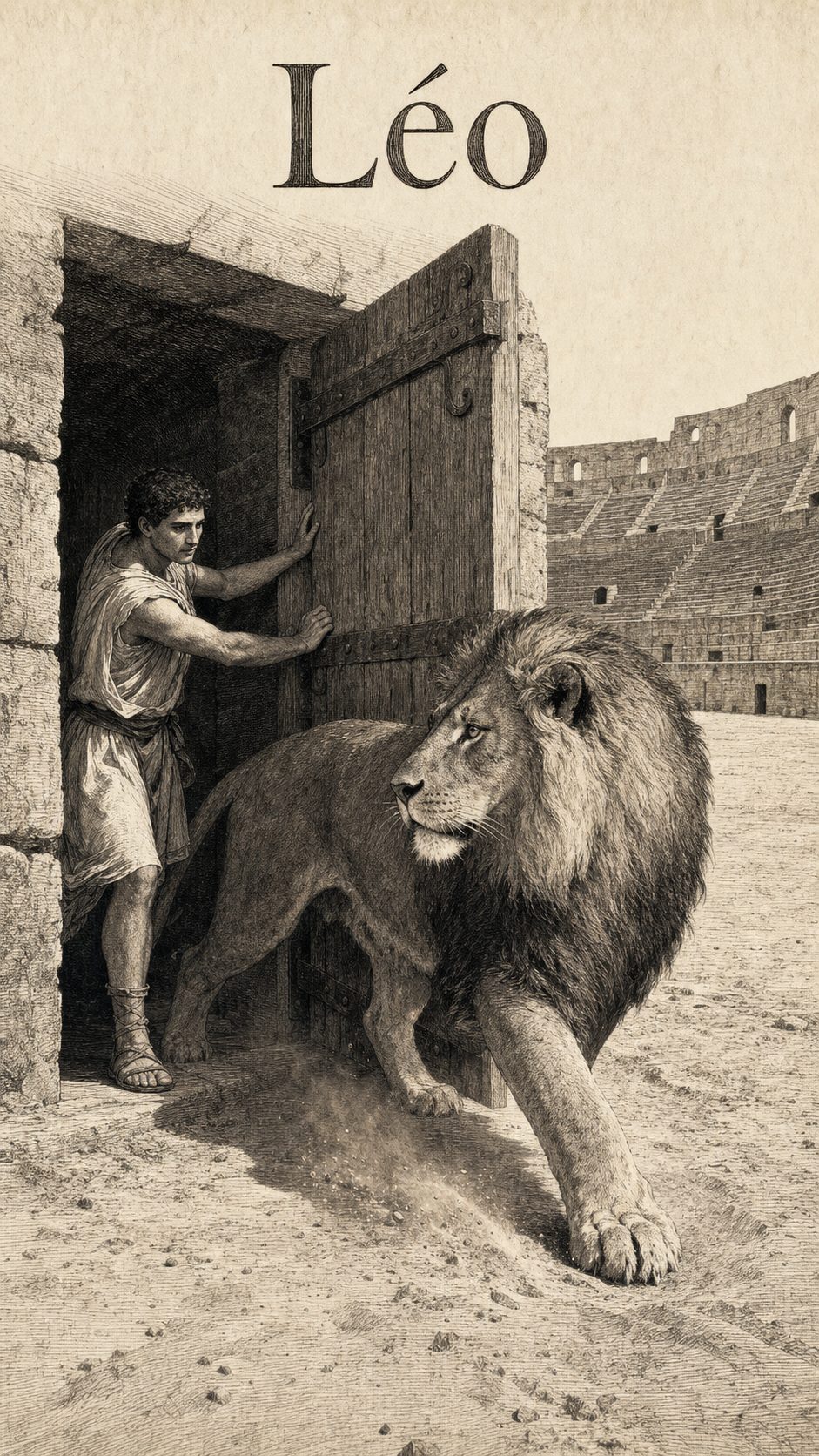 Illustration gravée du prénom Léo