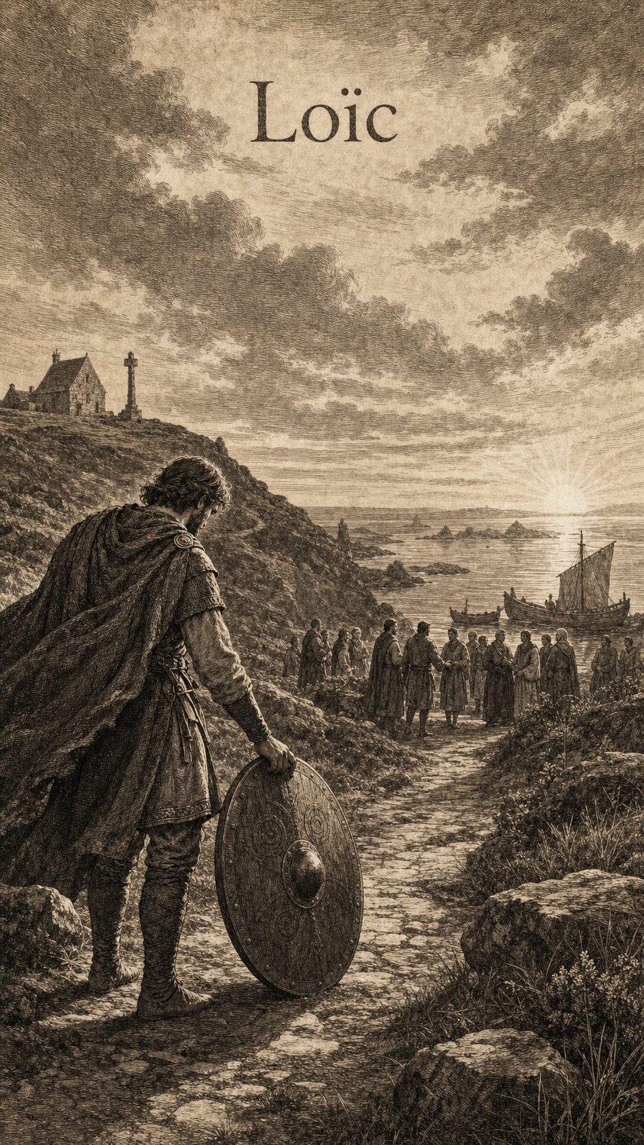 Illustration gravée du prénom Loic