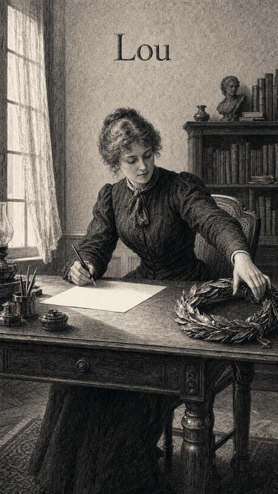 Illustration gravée du prénom Lou