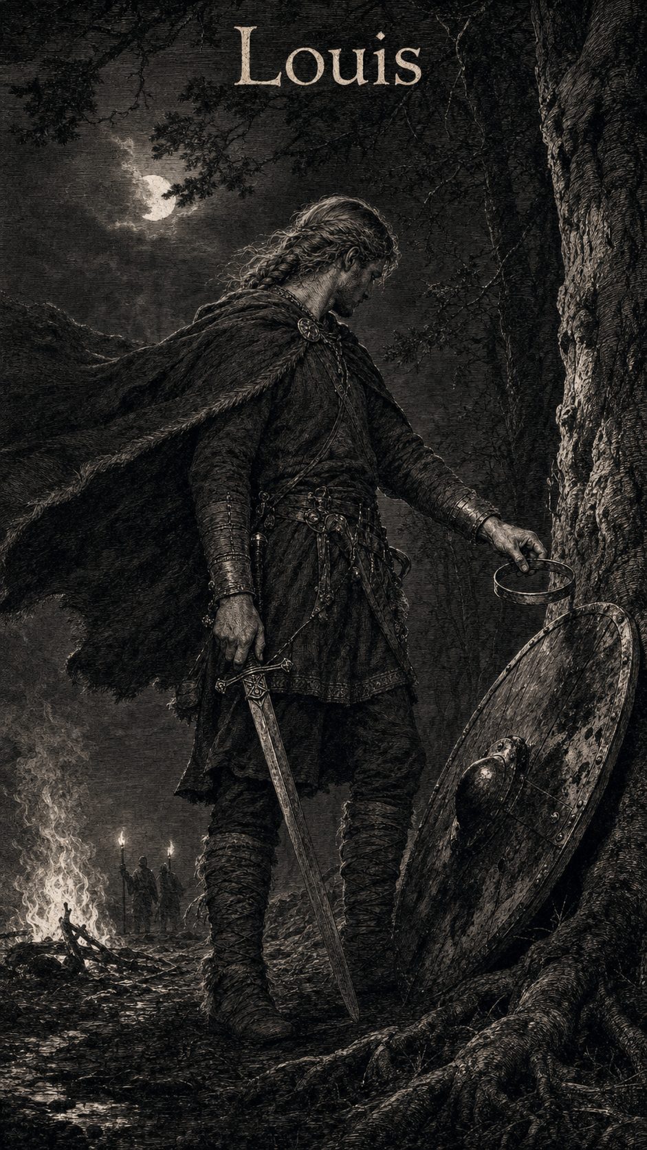 Illustration gravée du prénom Louis