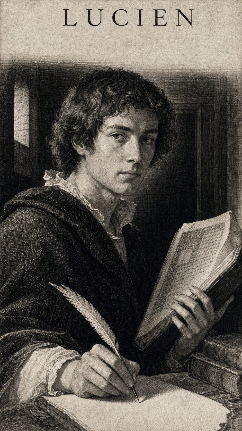 Illustration gravée du prénom Lucien