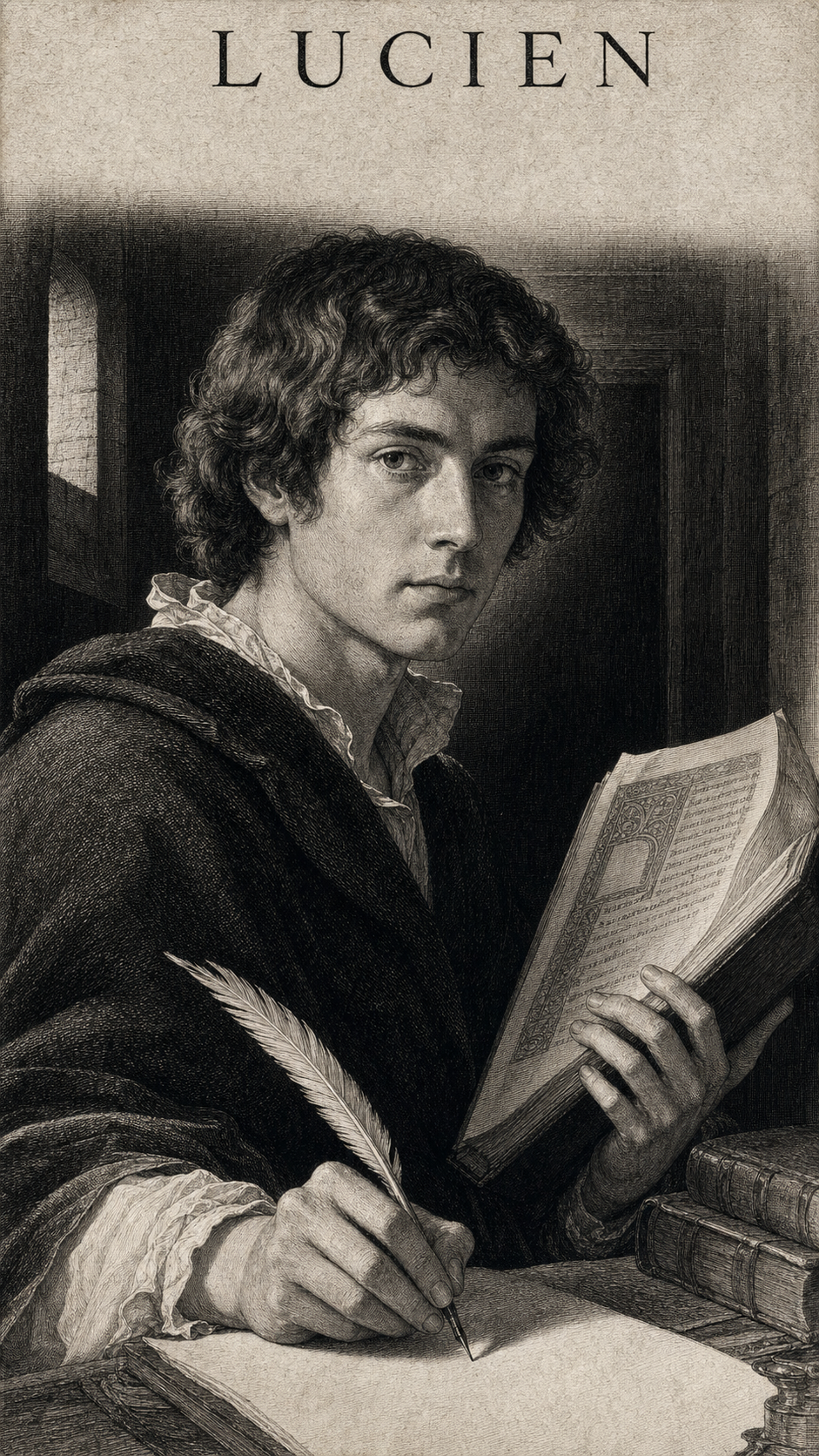 Illustration gravée du prénom Lucien