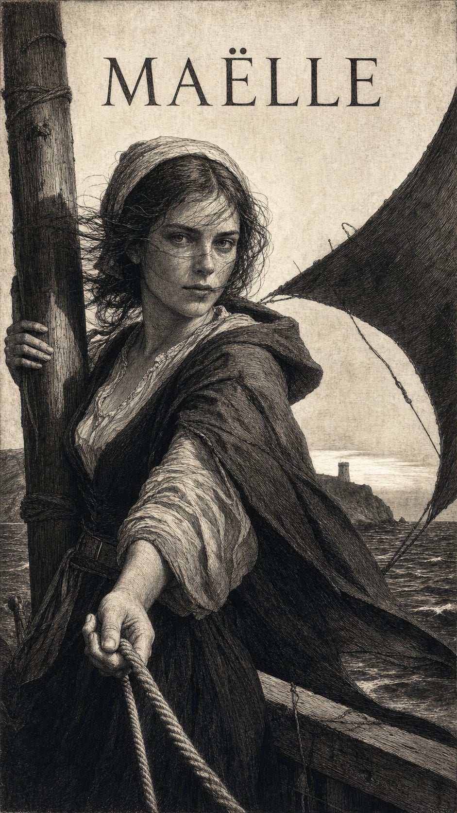 Illustration gravée du prénom Maëlle