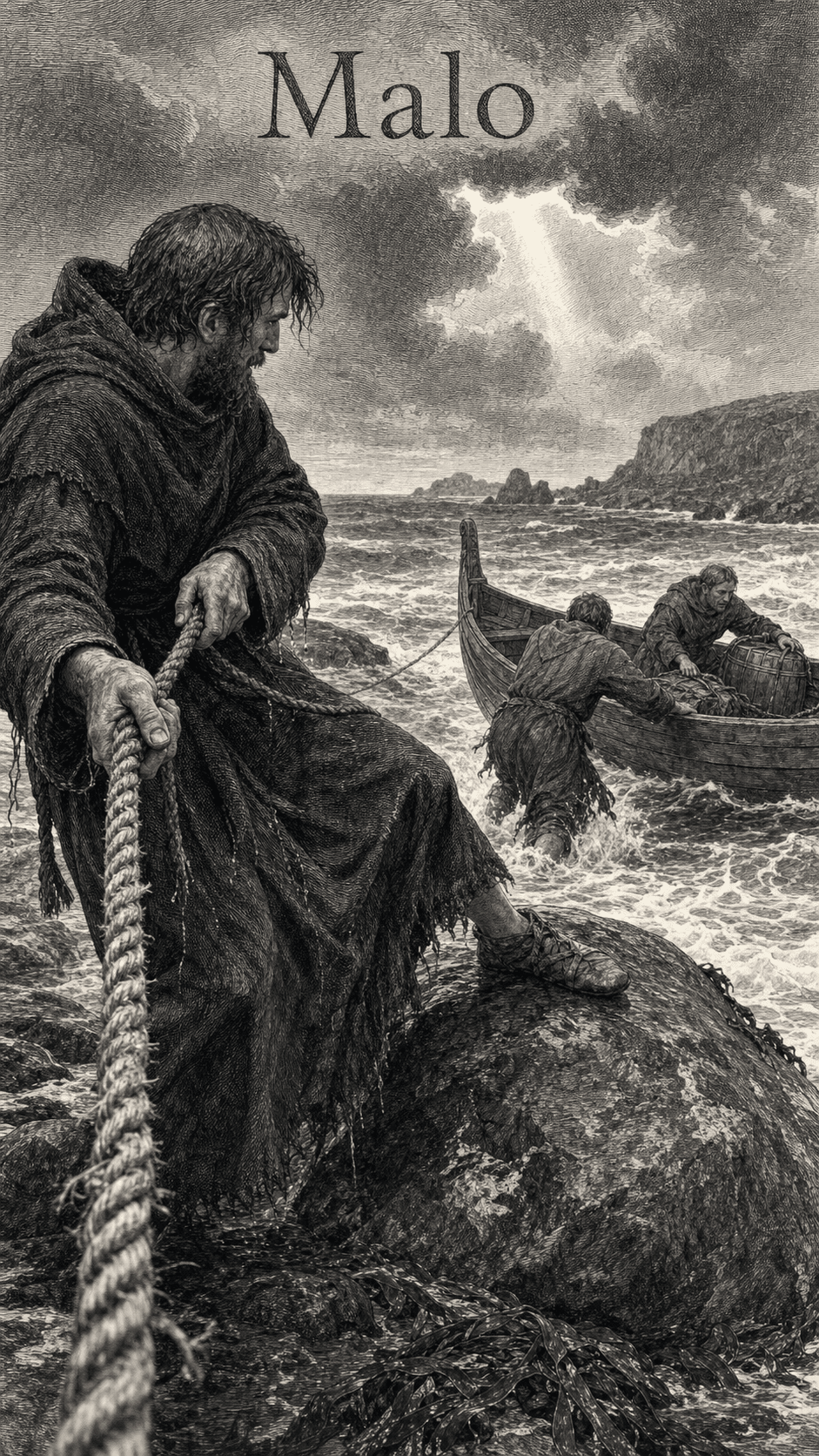 Illustration gravée du prénom Malo
