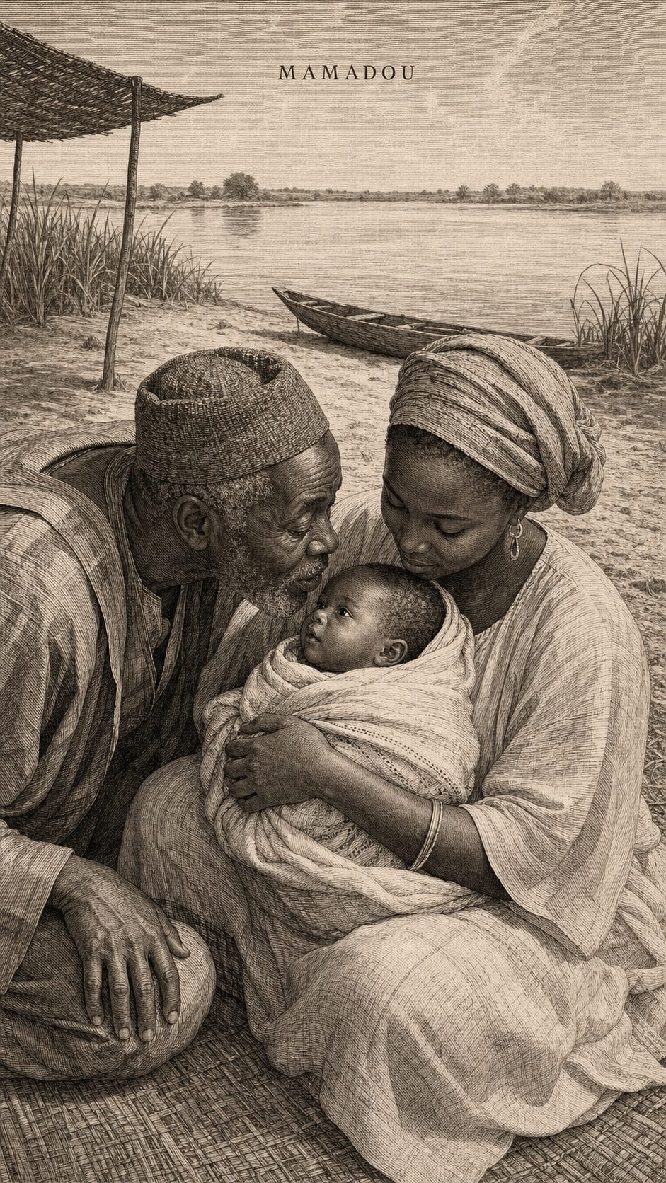 Illustration gravée du prénom Mamadou
