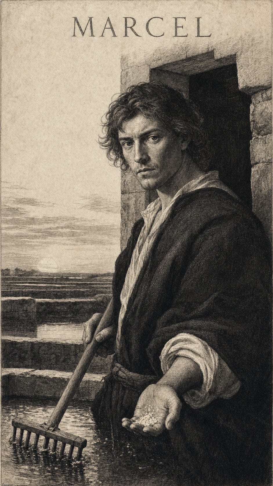 Illustration gravée du prénom Marcel