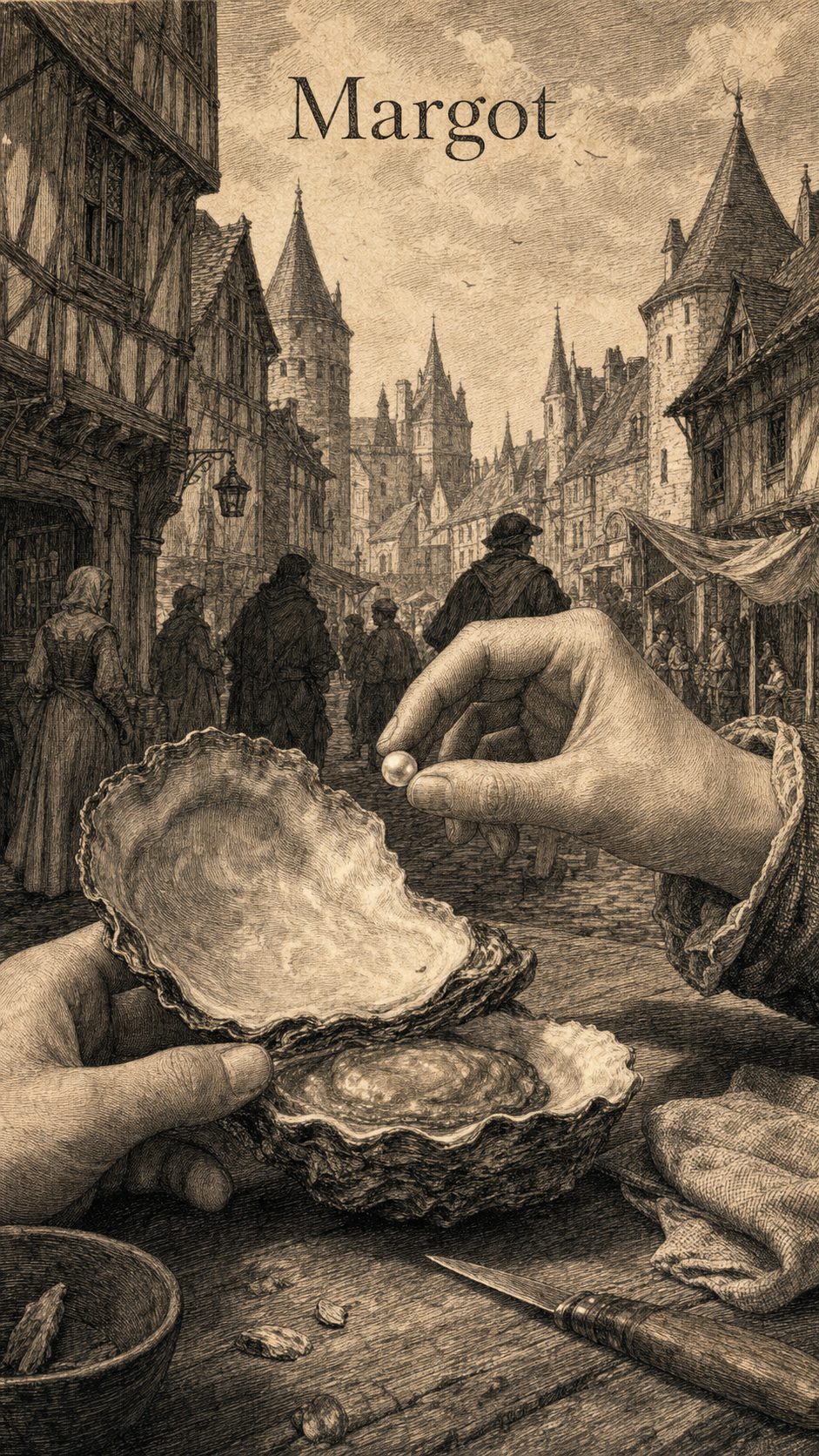 Illustration gravée du prénom Margot