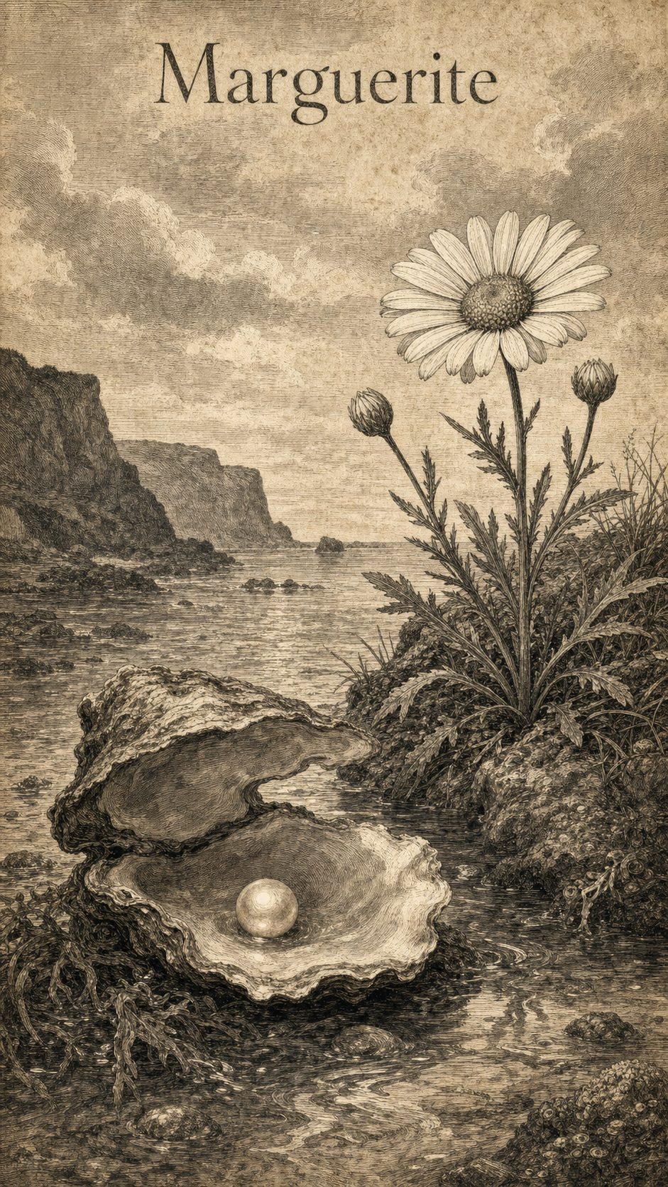 Illustration gravée du prénom Marguerite
