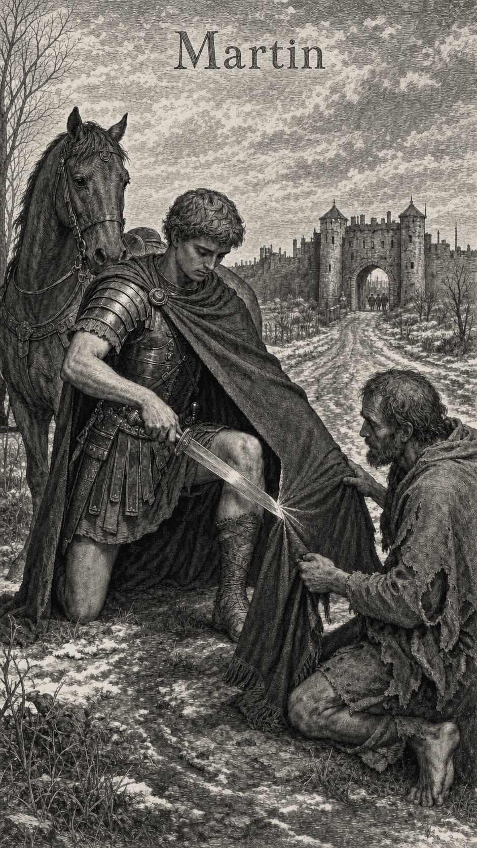 Illustration gravée du prénom Martin