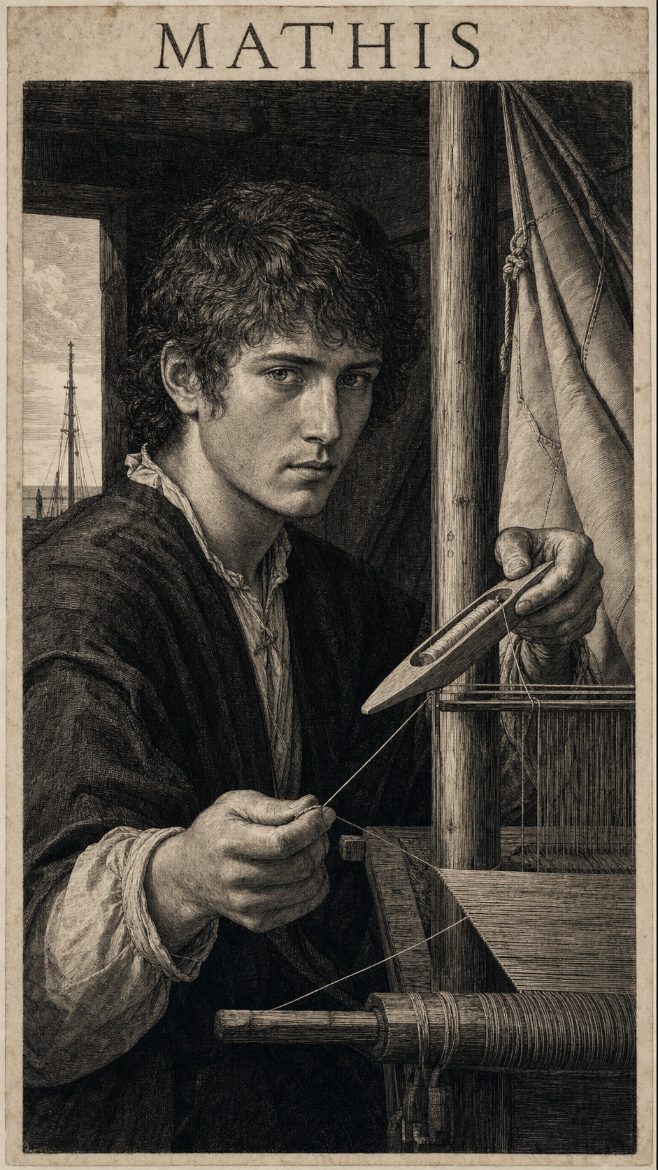 Illustration gravée du prénom Mathis