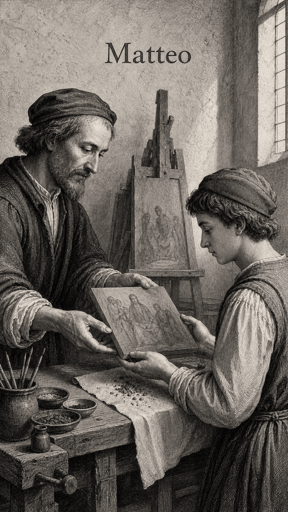 Illustration gravée du prénom Matteo