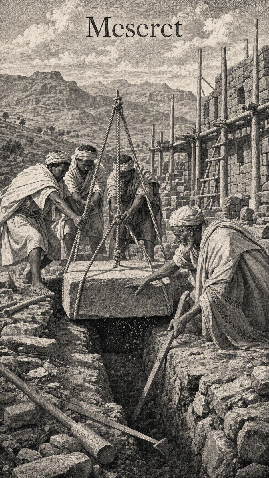 Illustration gravée du prénom Meseret