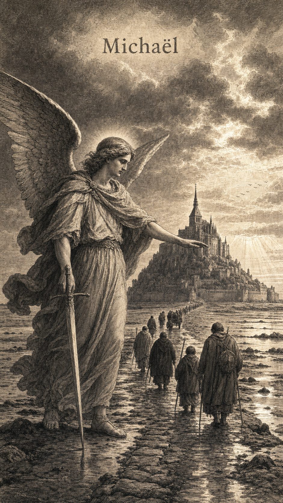 Illustration gravée du prénom Michaël