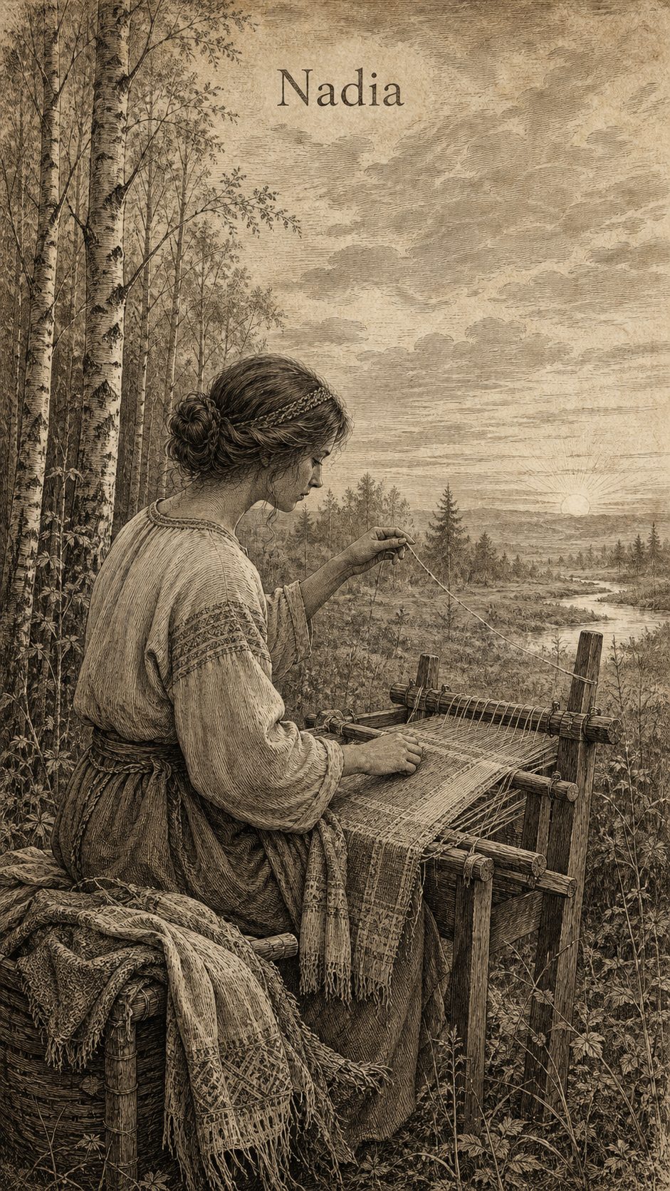 Illustration gravée du prénom Nadia