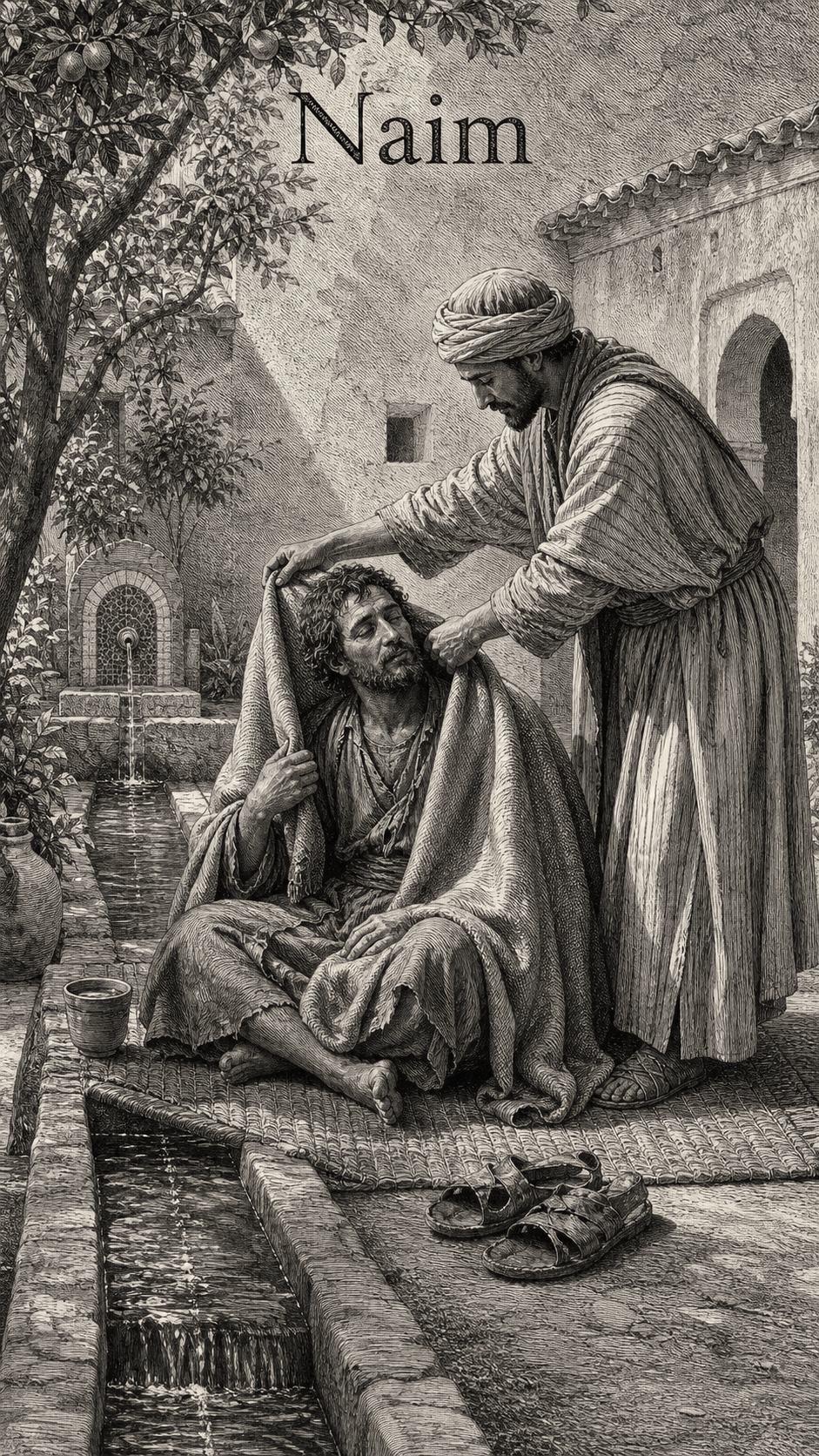 Illustration gravée du prénom Naim