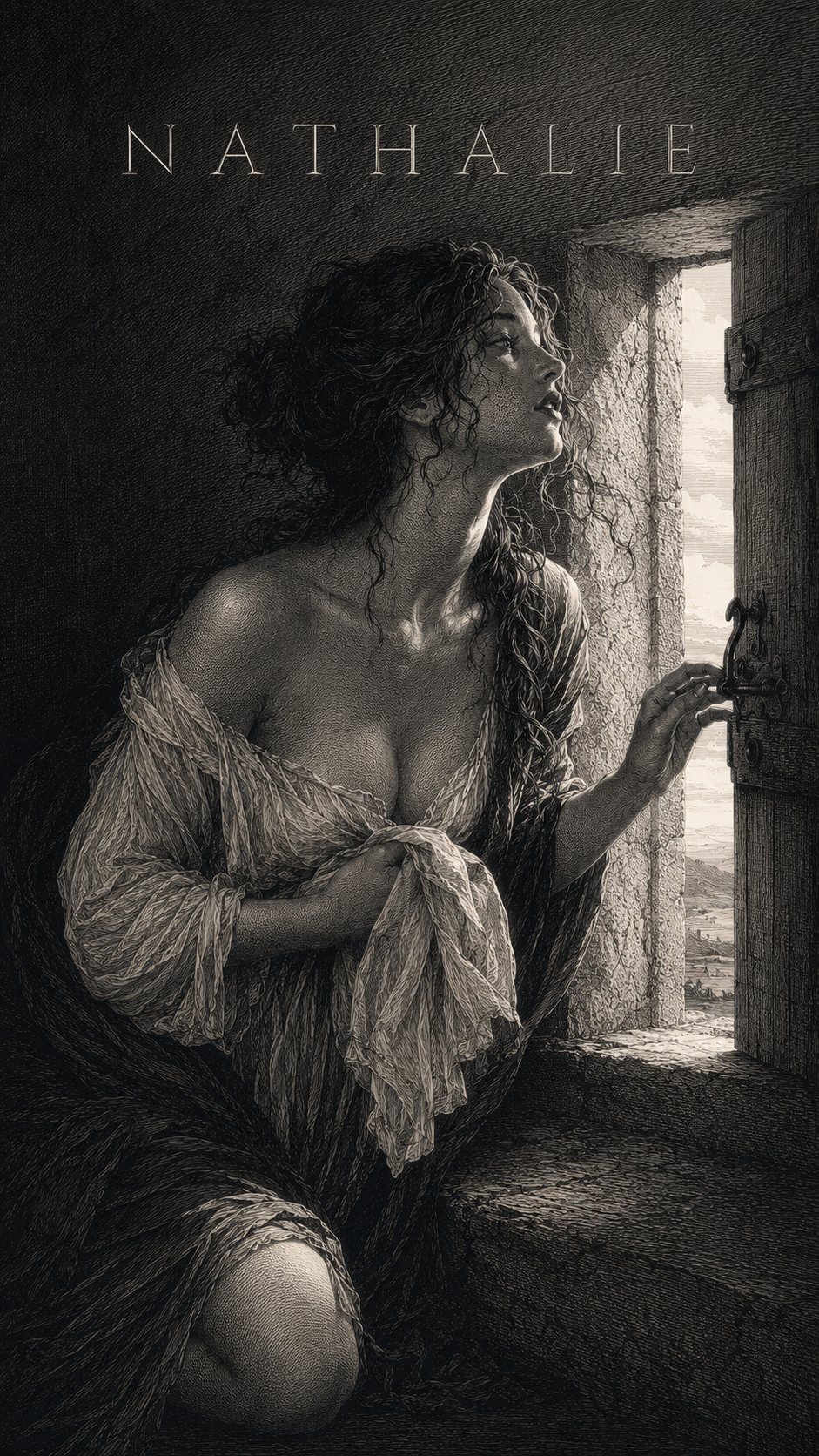 Illustration gravée du prénom Nathalie