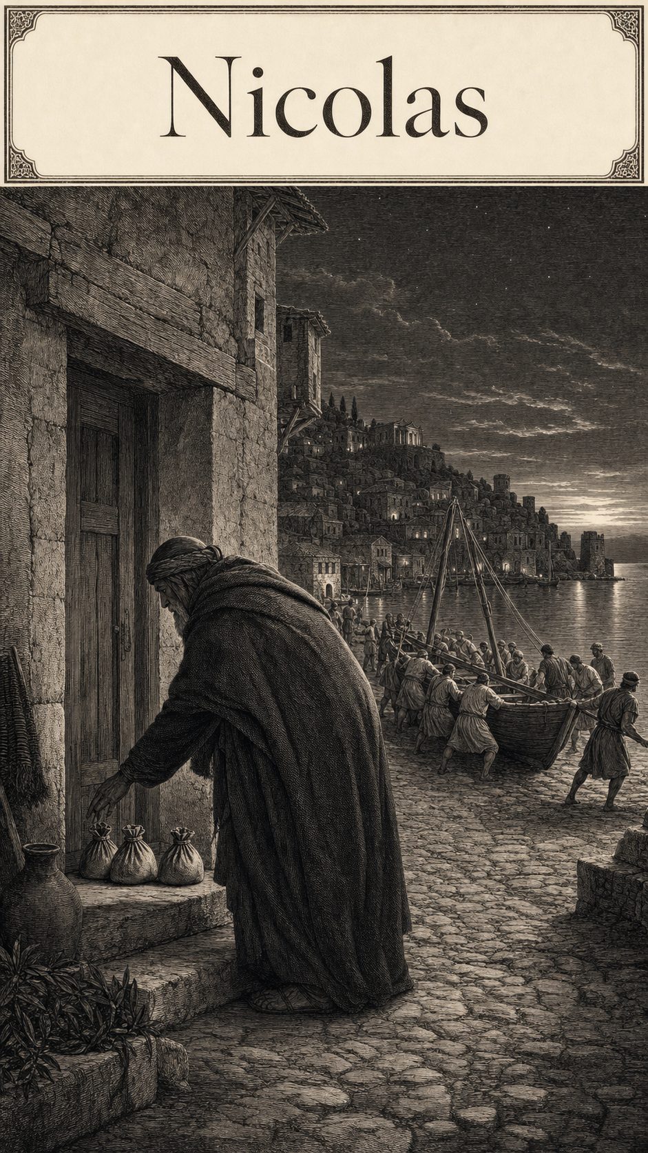 Illustration gravée du prénom Nicolas