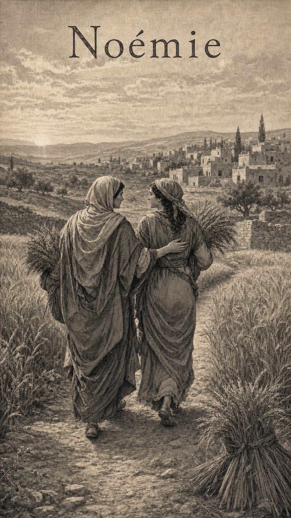 Illustration gravée du prénom Noémie