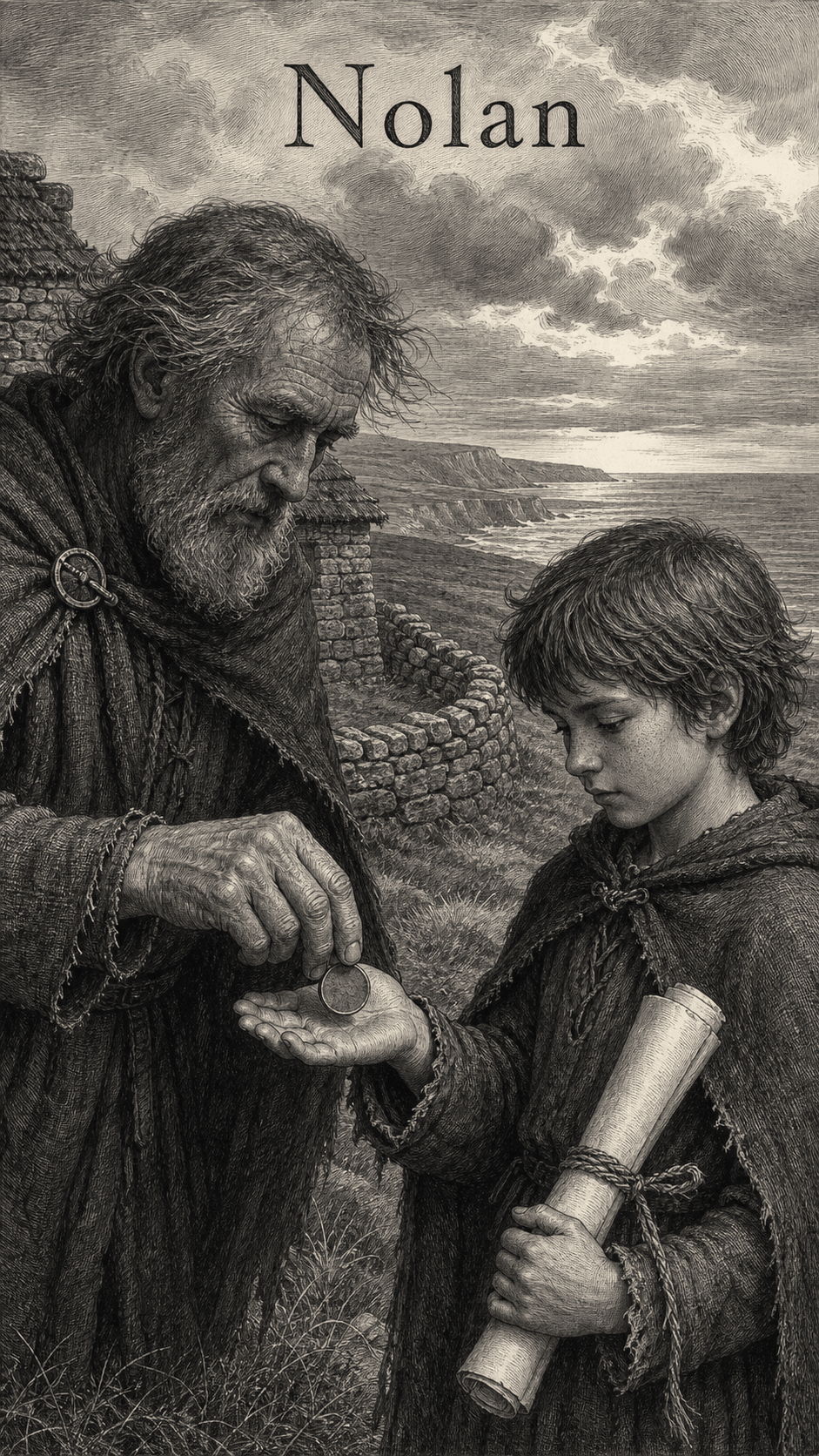 Illustration gravée du prénom Nolan