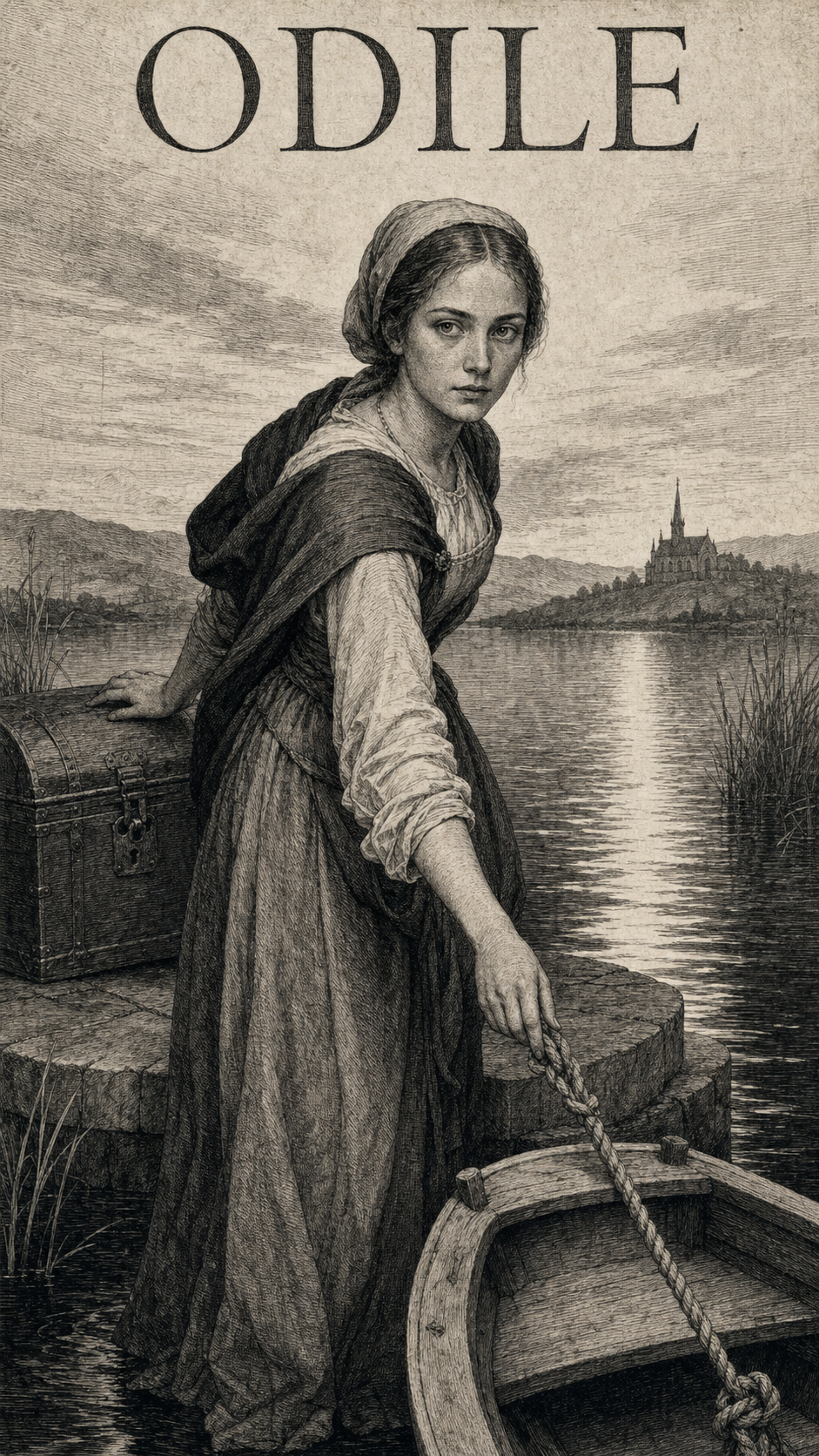 Illustration gravée du prénom Odile