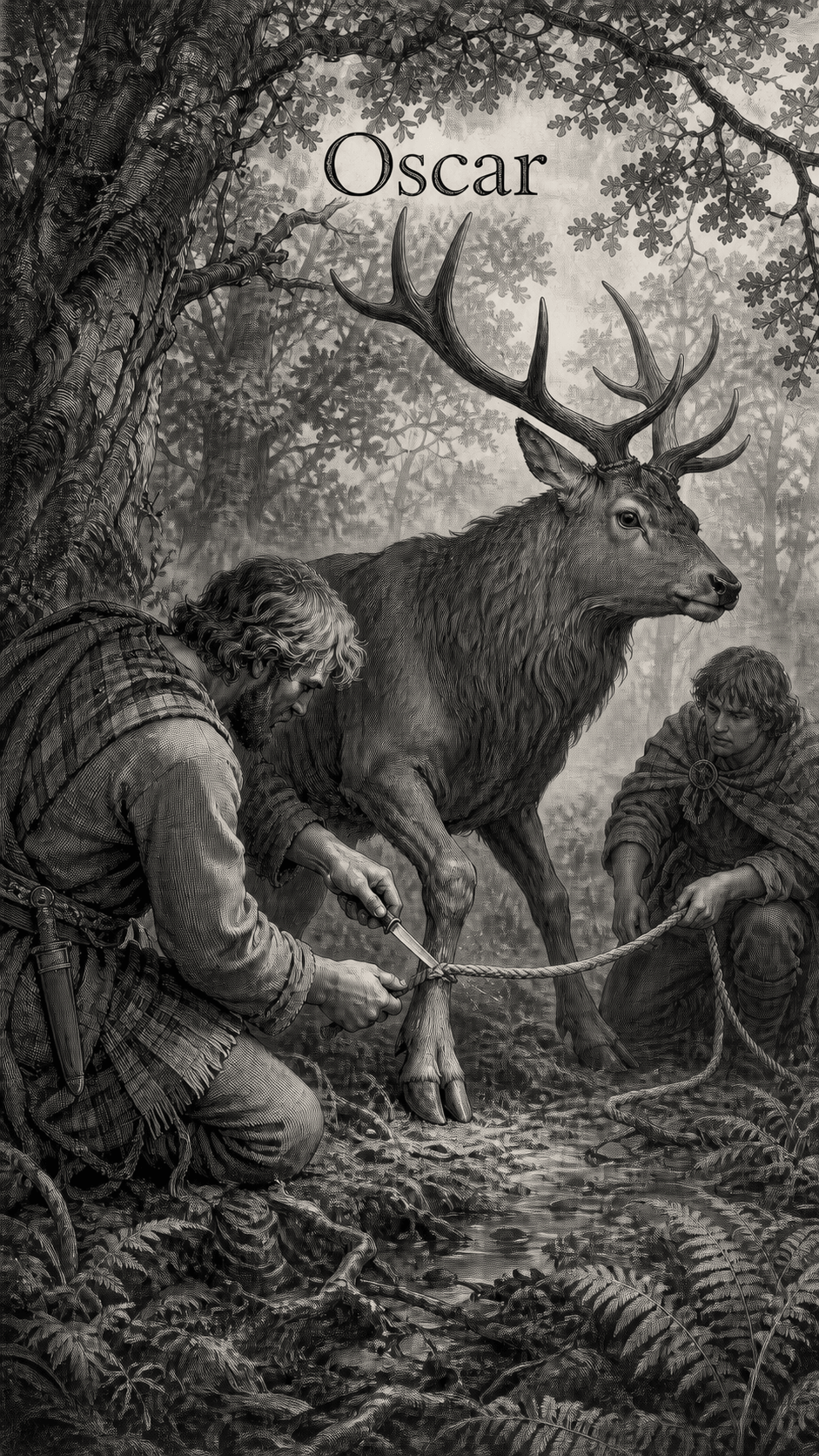 Illustration gravée du prénom Oscar