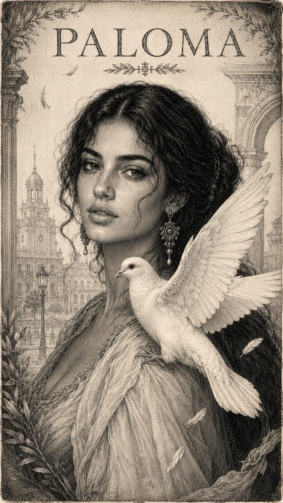 Illustration gravée du prénom Paloma