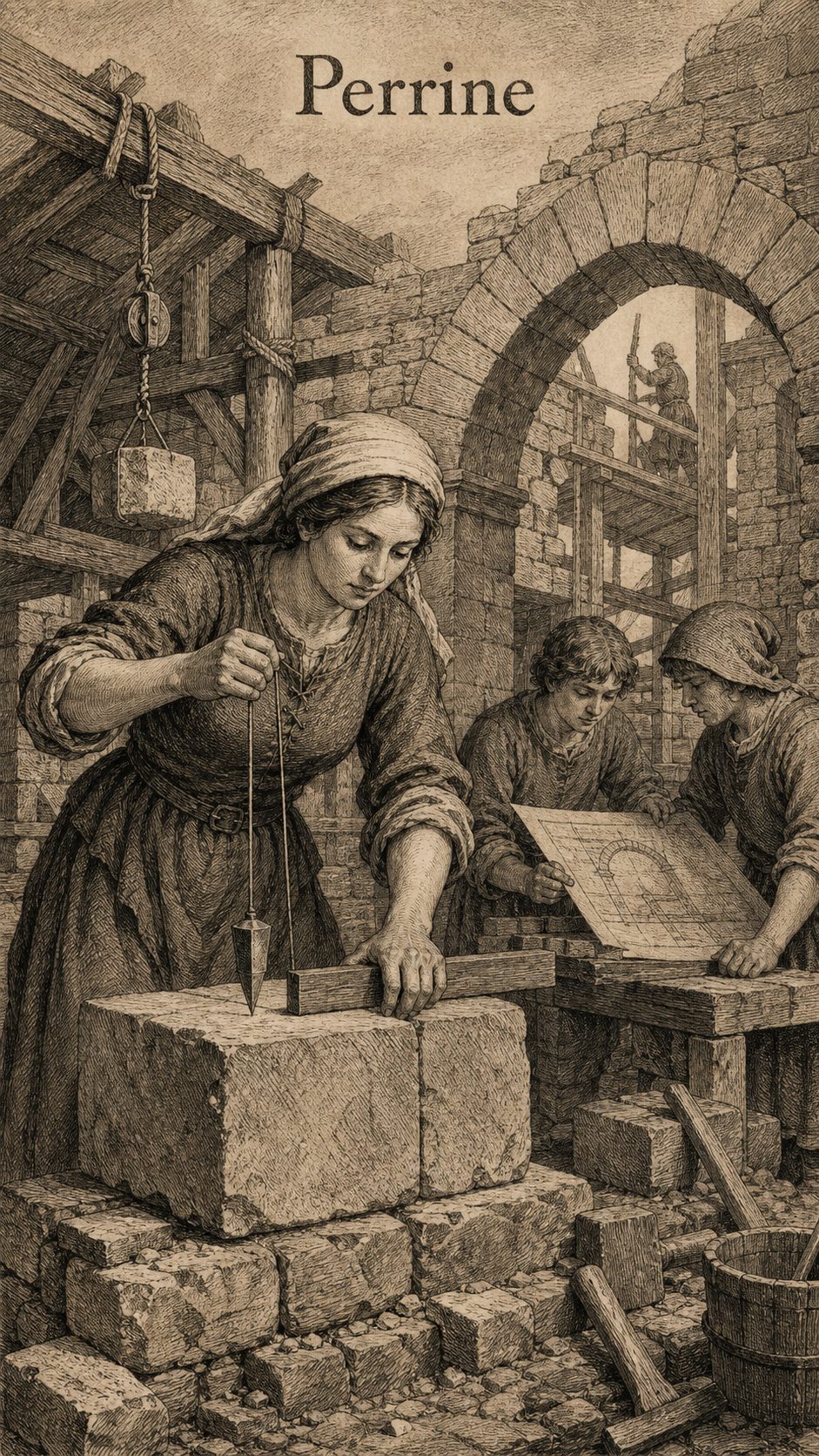 Illustration gravée du prénom Perrine