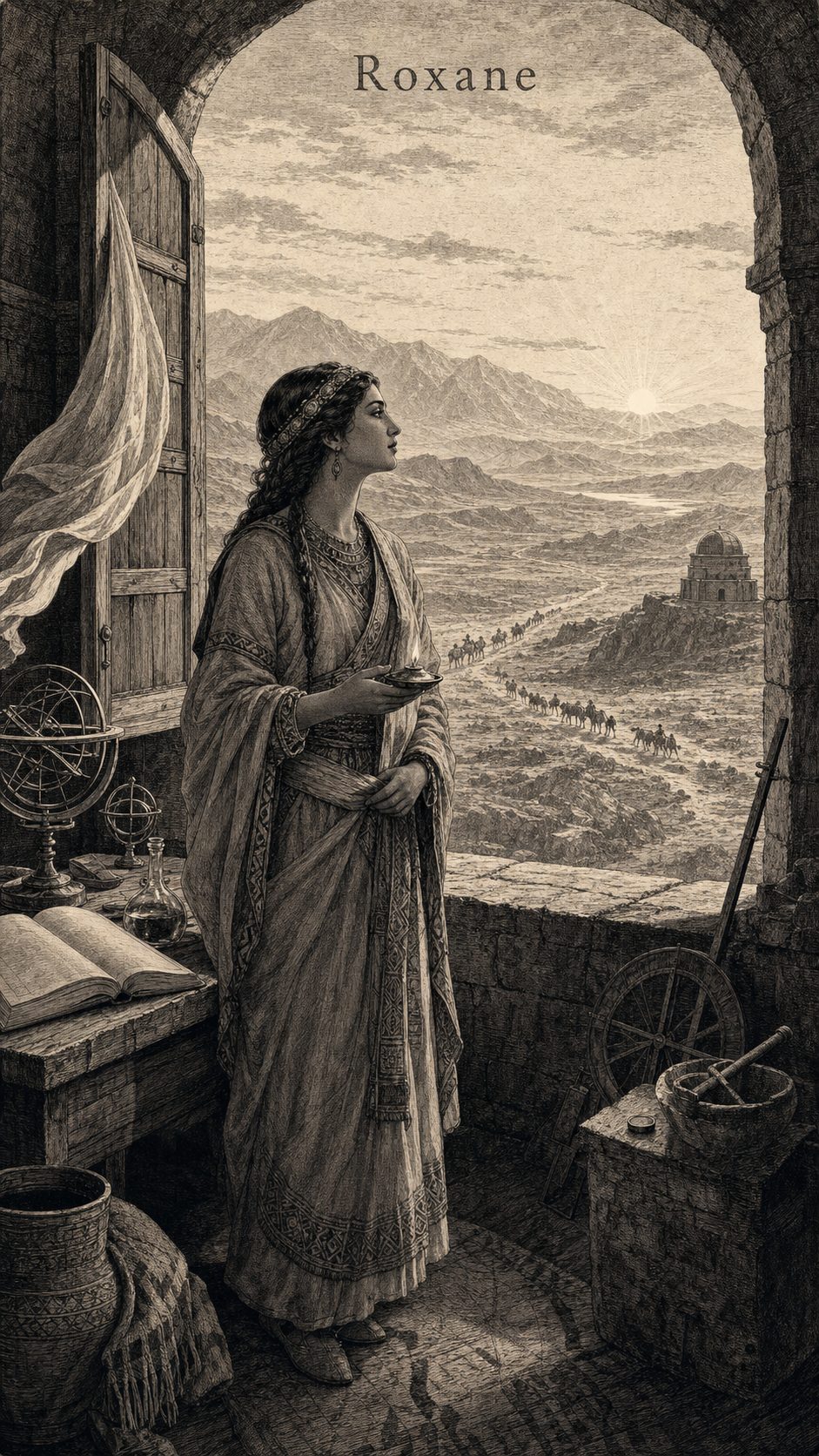 Illustration gravée du prénom Roxane