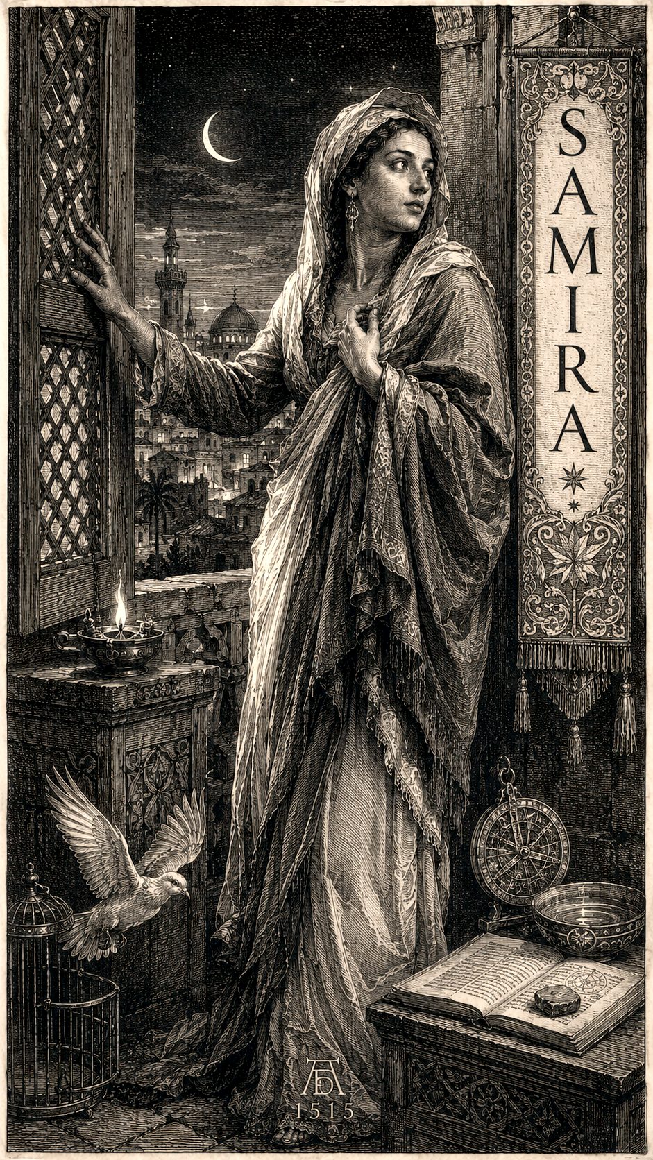Illustration gravée du prénom Samira
