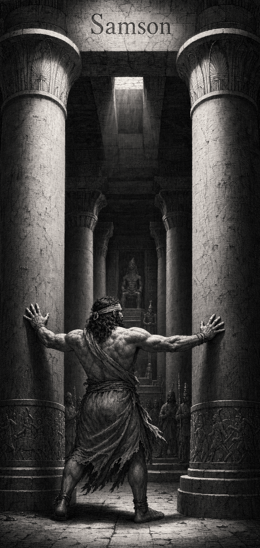 Illustration gravée du prénom Samson