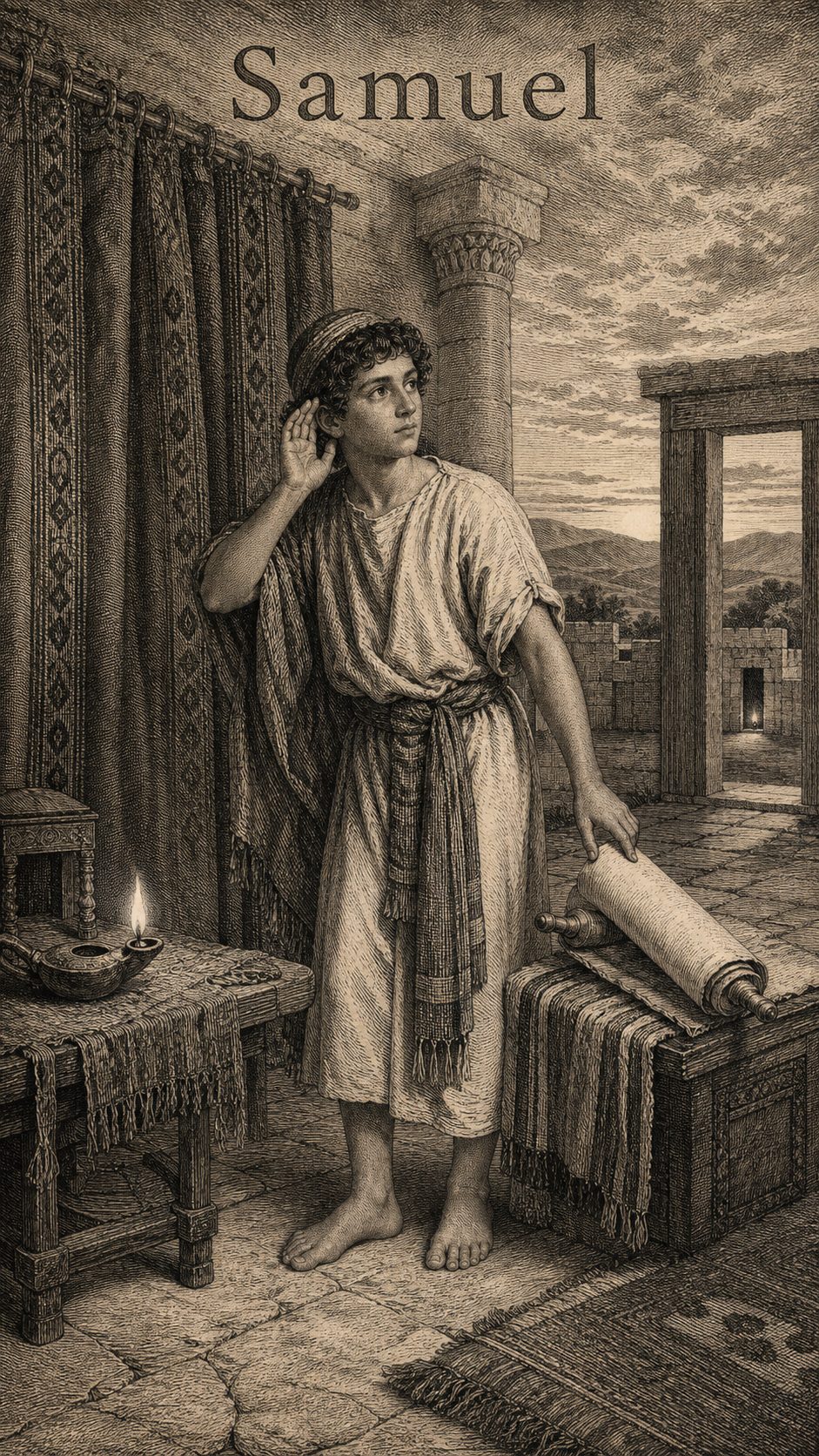 Illustration gravée du prénom Samuel
