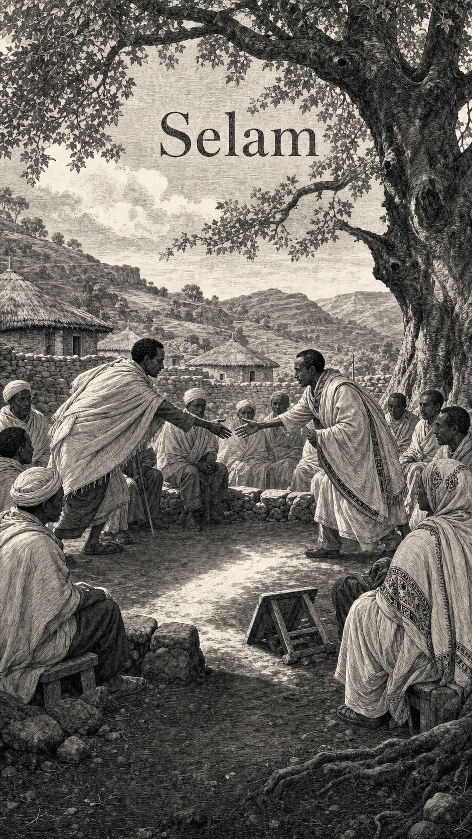 Illustration gravée du prénom Selam