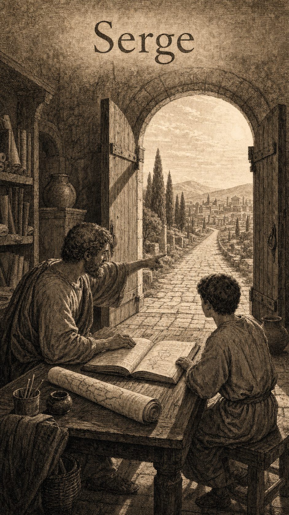 Illustration gravée du prénom Serge