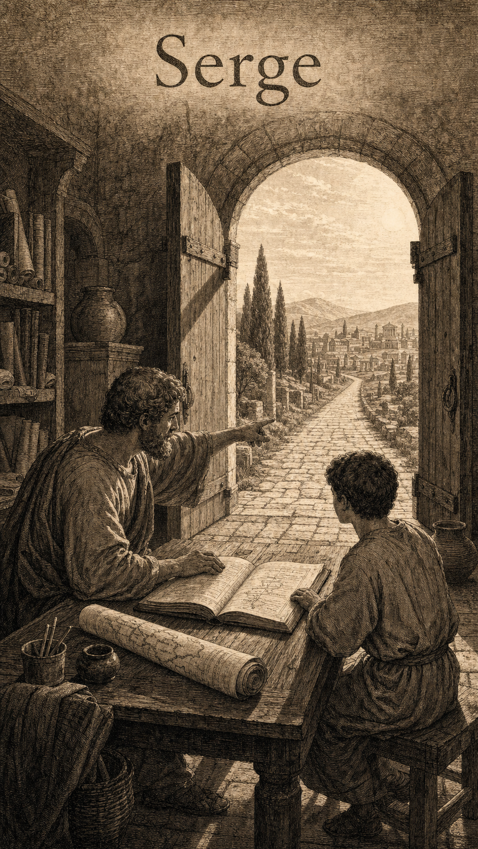 Illustration gravée du prénom Serge