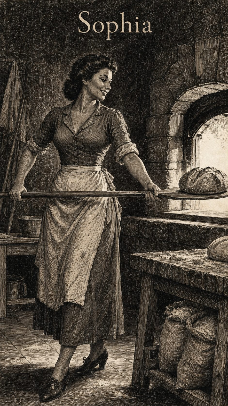 Illustration gravée du prénom Sophia