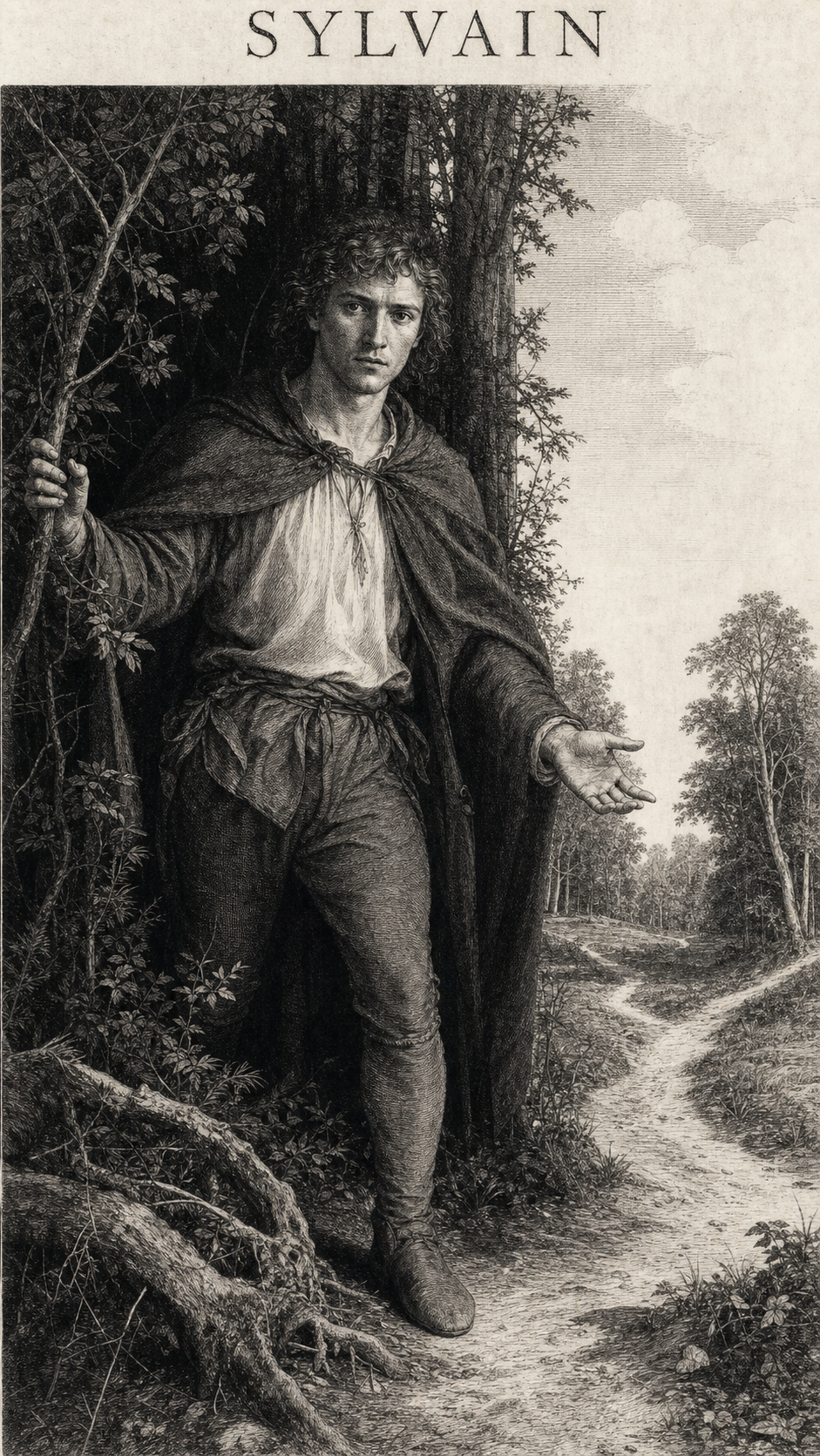 Illustration gravée du prénom Sylvain