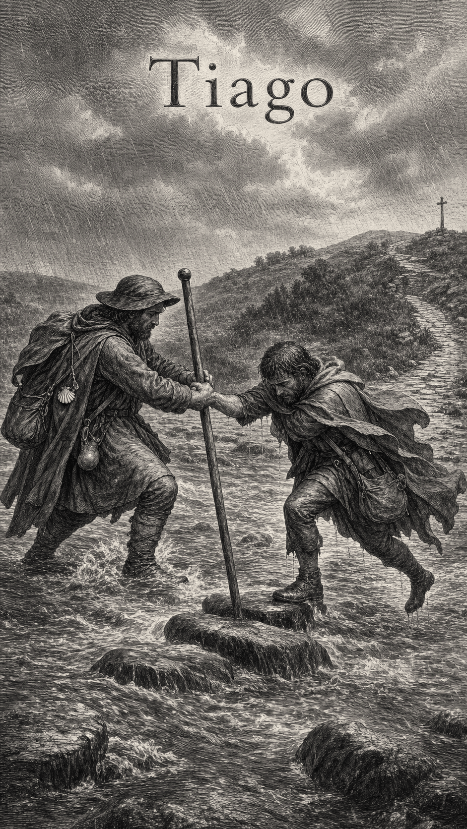 Illustration gravée du prénom Tiago
