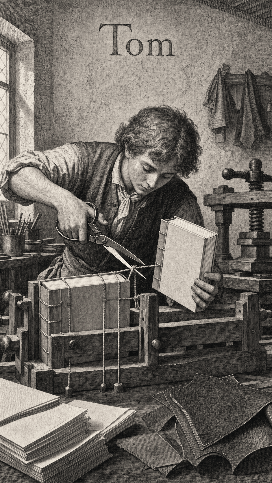 Illustration gravée du prénom Tom