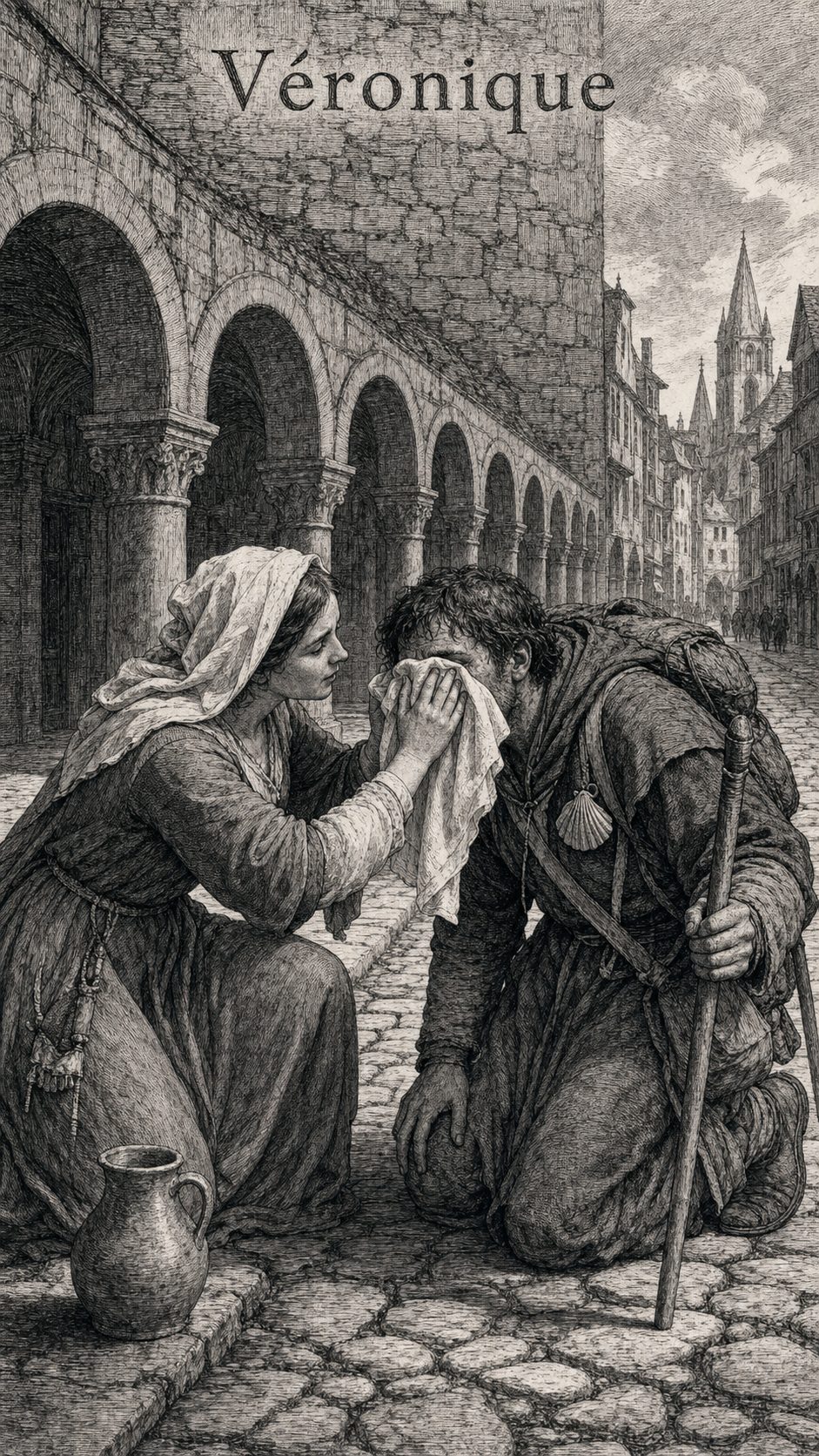 Illustration gravée du prénom Véronique